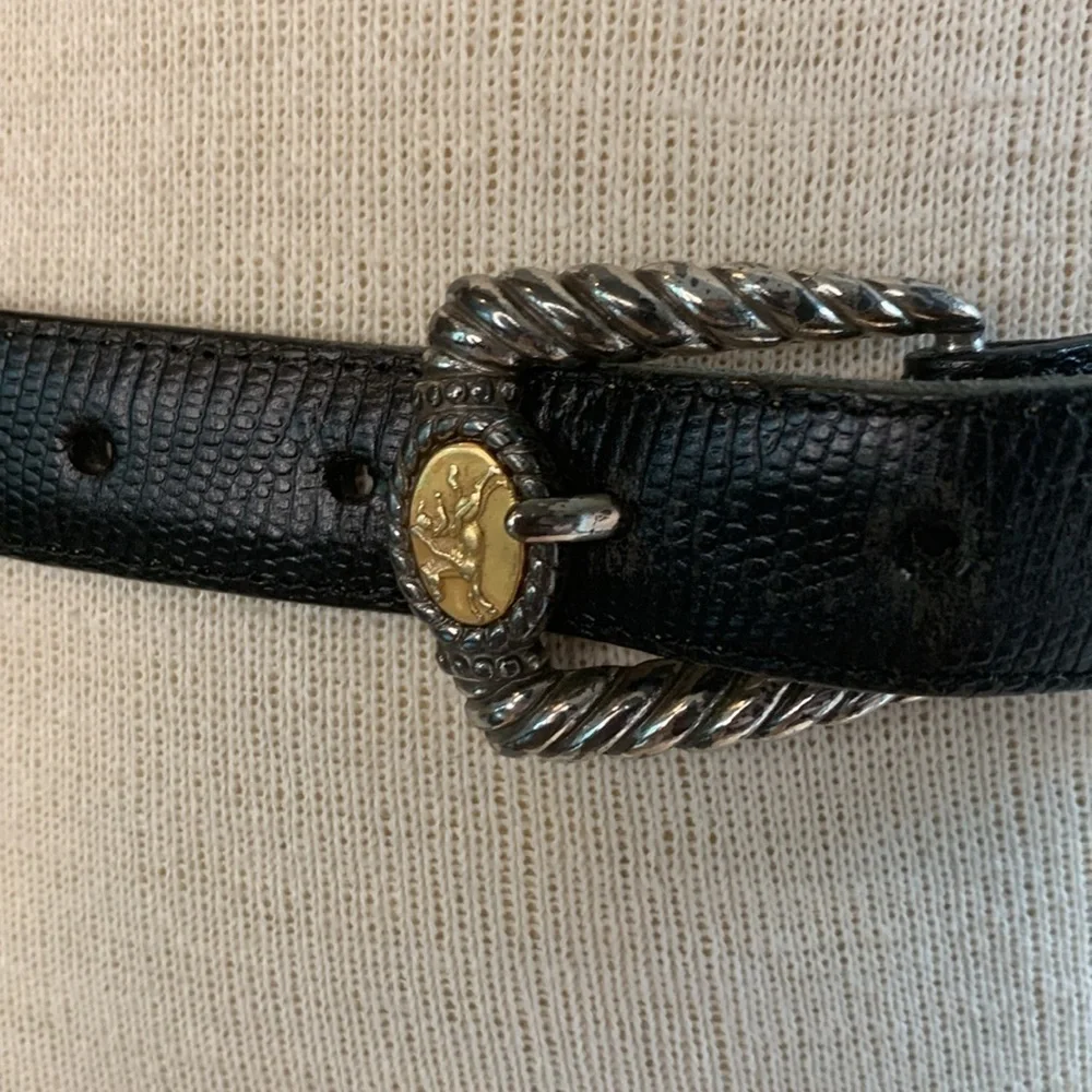 Brighton sz M museum collection black leather belt with gold and silver detail